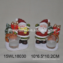 Ceramic tealight candle holder in santa claus / snowman for wholesale